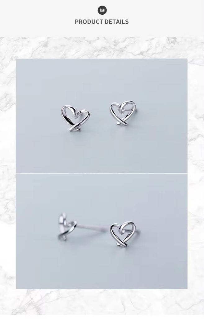pendientes de plata de ley 925 con diseño de corazones