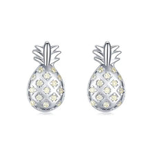 Load image into Gallery viewer, pendientes de plata de ley 925 con forma de piña para mujer y niña
