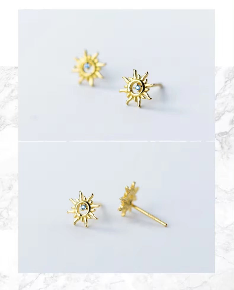 pendientes de plata de ley 925 con forma de Helios para mujer