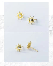 Load image into Gallery viewer, pendientes de plata de ley 925 con forma de Helios para mujer
