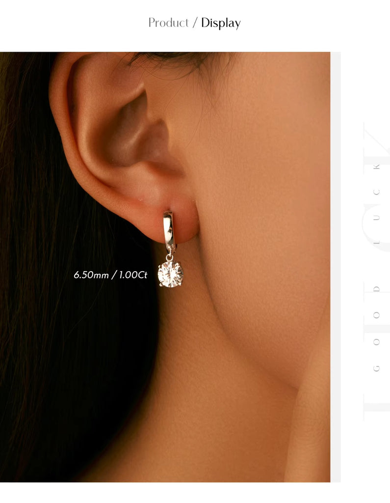 pendientes de aro de moissanita de Color D para mujer