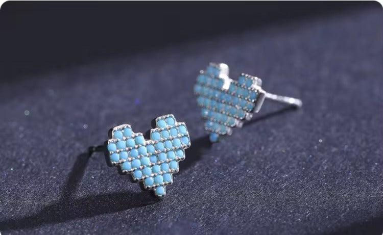 pendientes de plata de ley 925 con forma de corazón para mujer