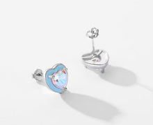 Load image into Gallery viewer, pendientes de plata de ley 925 con corazones esmaltados para mujer