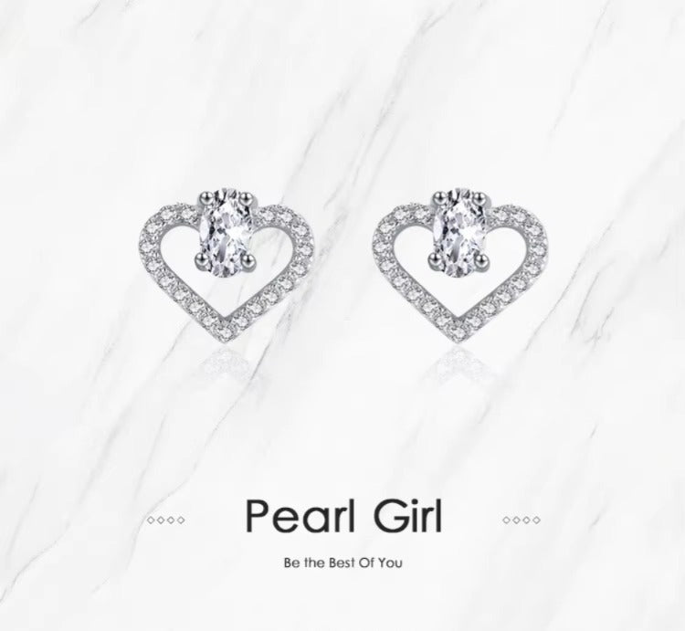 pendientes de plata de primera ley con forma de corazón para mujer, aretes pequeños