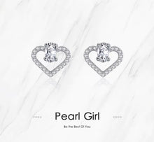 Load image into Gallery viewer, pendientes de plata de primera ley con forma de corazón para mujer, aretes pequeños