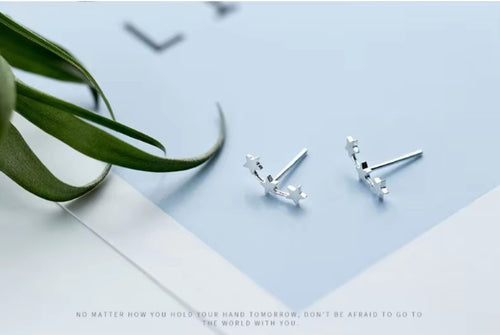 pendientes de plata de ley 925 con estrellas esmeriladas para mujer