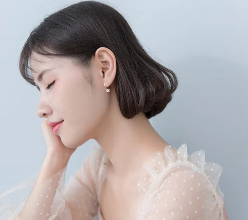 pendientes de aro de cristal arcoíris para mujer, joyería de plata de ley 925