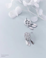 Cargar imagen en el visor de la galería, pendientes de plata esterlina 925 para mujer, aretes colgantes con borla de hojas y atrapasueños
