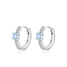 Load image into Gallery viewer, pendientes de aro de Plata de Ley 925 para mujer, aretes con hebillas de oreja de ópalo