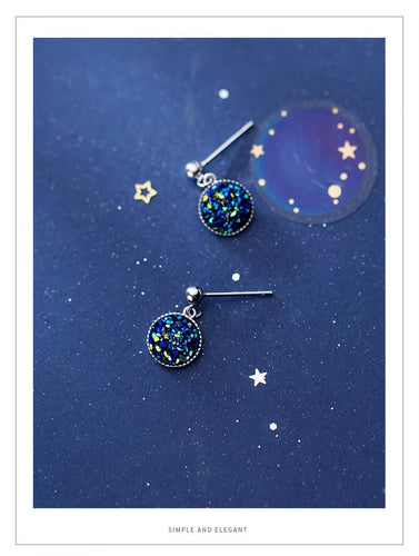 pendientes redondos de cristal para niña y mujer