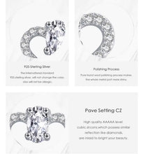 Load image into Gallery viewer, pendientes de plata de primera ley con forma de corazón para mujer, aretes pequeños