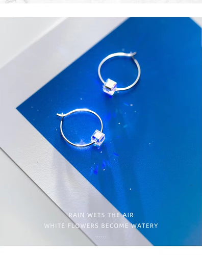 pendientes de aro de cristal arcoíris para mujer, joyería de plata de ley 925