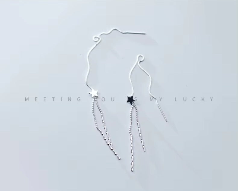 Pendientes largos de moda con borla de estrellas de Modian