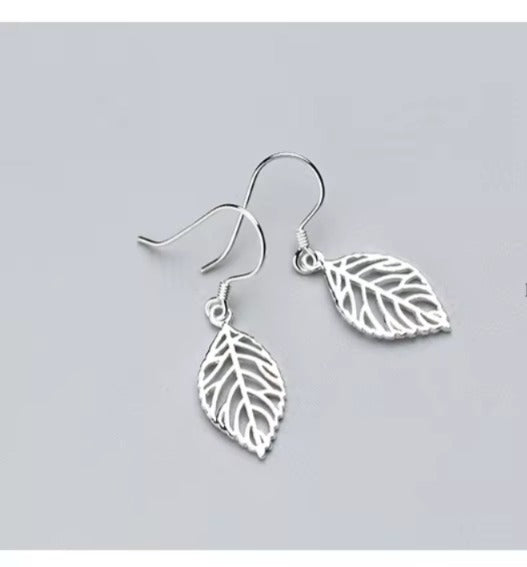 Pendientes de gota de hojas de árbol para mujer, Plata de Ley 100% 925 auténtica
