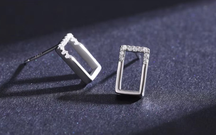 pendientes geométricos de Plata de Ley 925 auténtica para mujer, joyería fina
