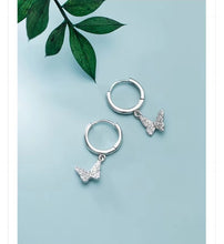 Load image into Gallery viewer, pendientes de aro de plata esterlina 925 para mujer