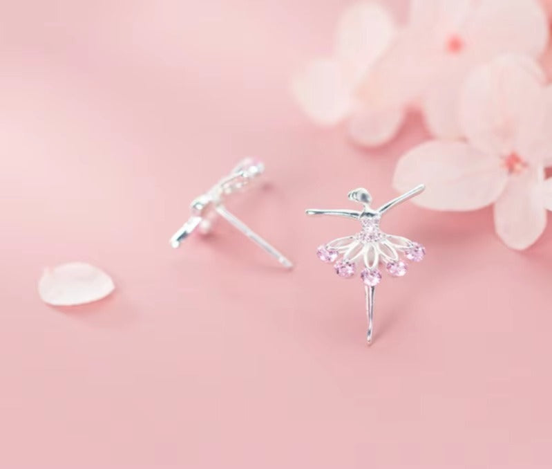 pendientes de plata de ley 925 para mujer, aretes de cristal rosa, joyería fina