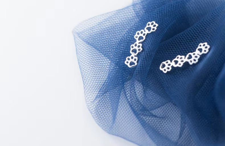 pendientes largos de Plata de Ley 925 con forma de pata de perro y gato para mujer