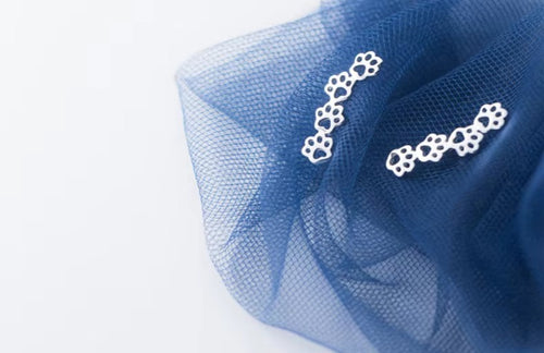 pendientes largos de Plata de Ley 925 con forma de pata de perro y gato para mujer