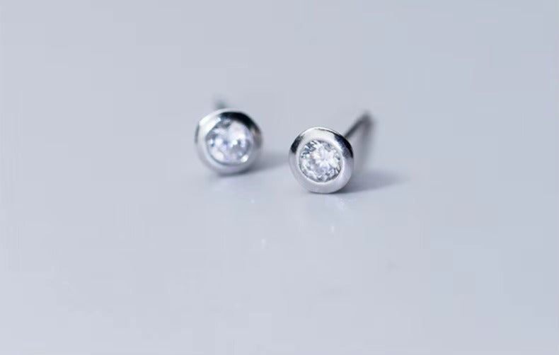 pendientes de plata de ley 925 con circonita AAA para mujer, aretes redondos sencillos