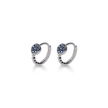 Load image into Gallery viewer, pendientes de aro de Plata de Ley 925 con piedra de cristal azul para mujer
