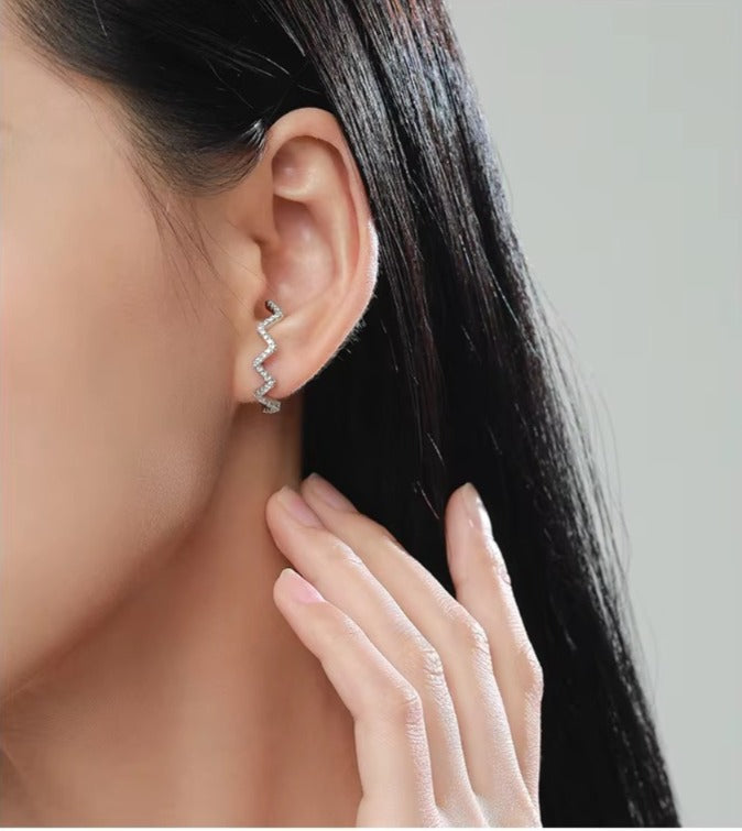 pendientes geométricos de Plata de Ley 925 con circonita transparente, joyería fina Bohemia