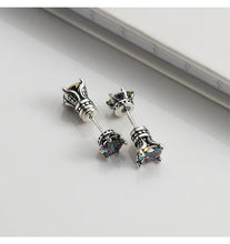Load image into Gallery viewer, pendientes de plata de ley 925 con circonita redonda, joyería fina