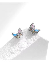 Load image into Gallery viewer, pendientes de plata de ley 925 para mujer, aretes de circonita de colores del Arcoíris