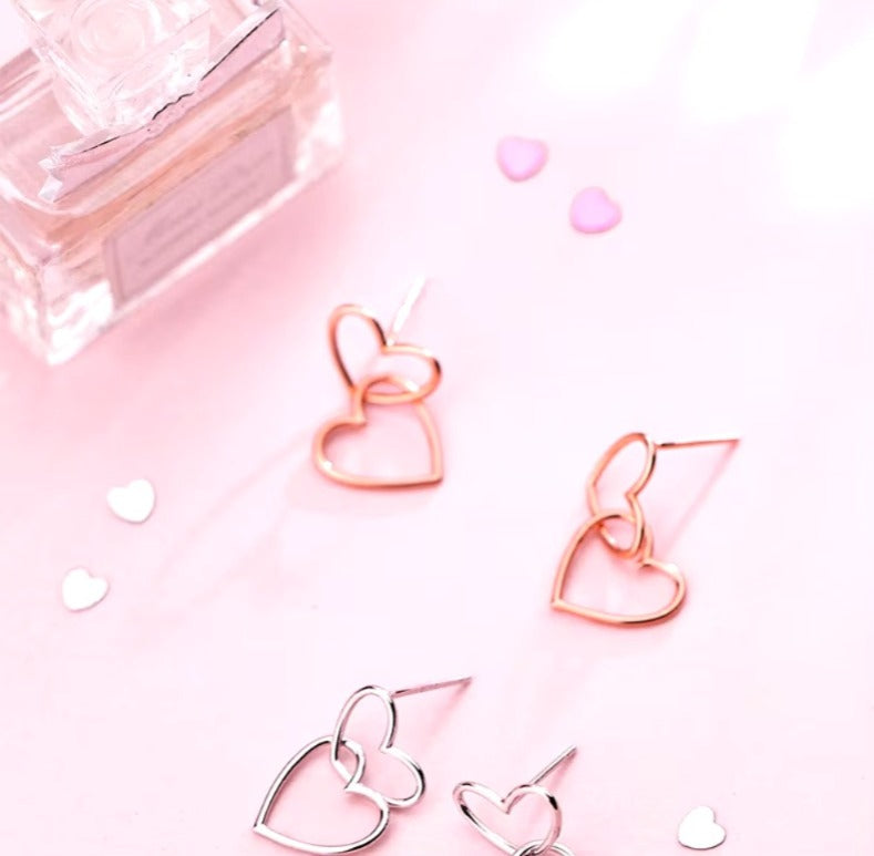 pendientes románticos de corazones a corazón para mujer