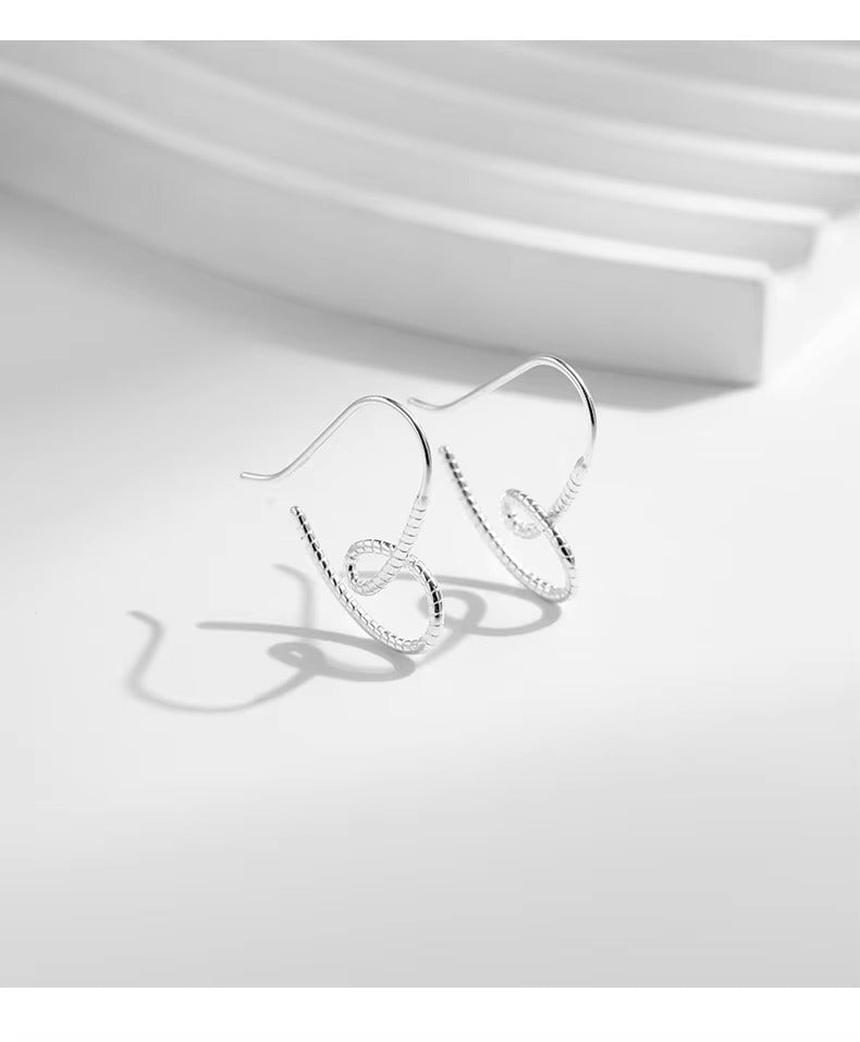 pendientes de aro de Plata de Ley 925 con forma de corazón