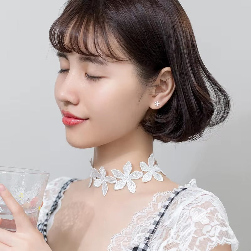 pendientes de plata de ley 925 con forma de flor para mujer, joyería fina con cierre de tuerca