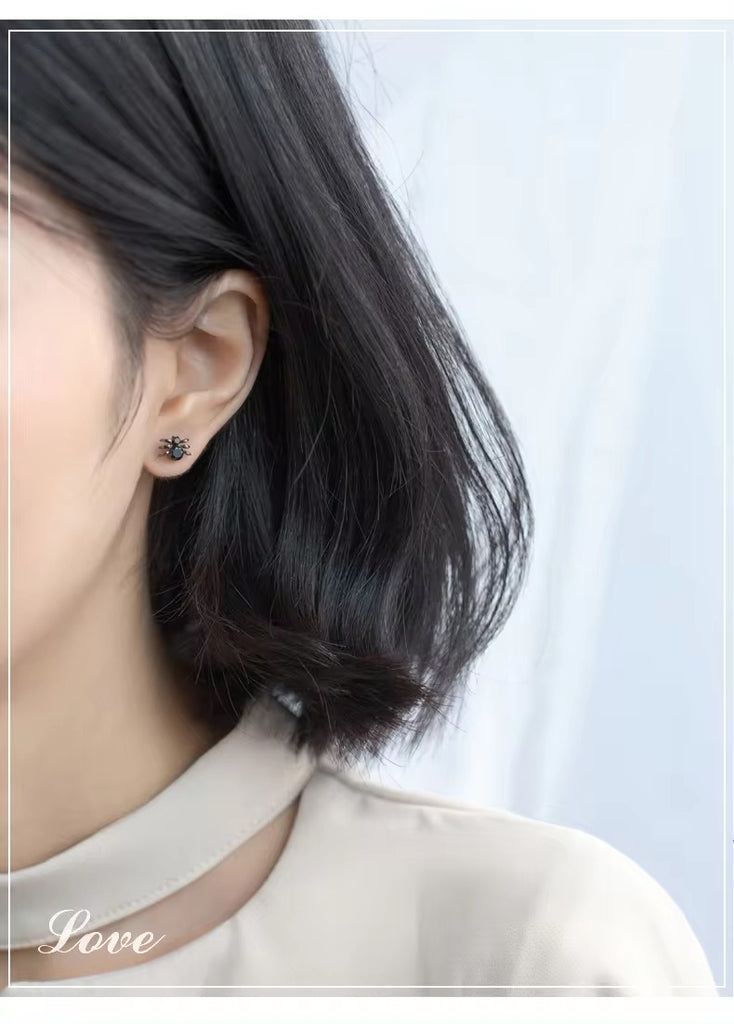 pendientes de plata de ley 925 con forma de araña para mujer