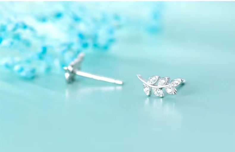 pendientes de plata de ley 925 para mujer, aretes con forma de rama de circón