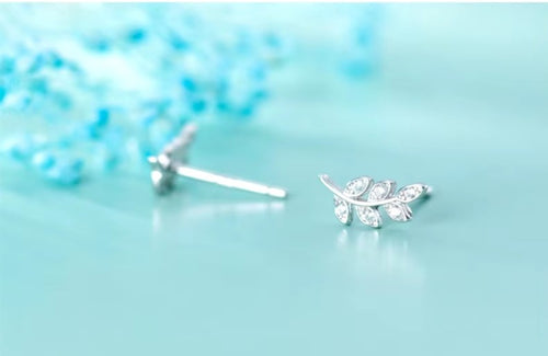 pendientes de plata de ley 925 para mujer, aretes con forma de rama de circón