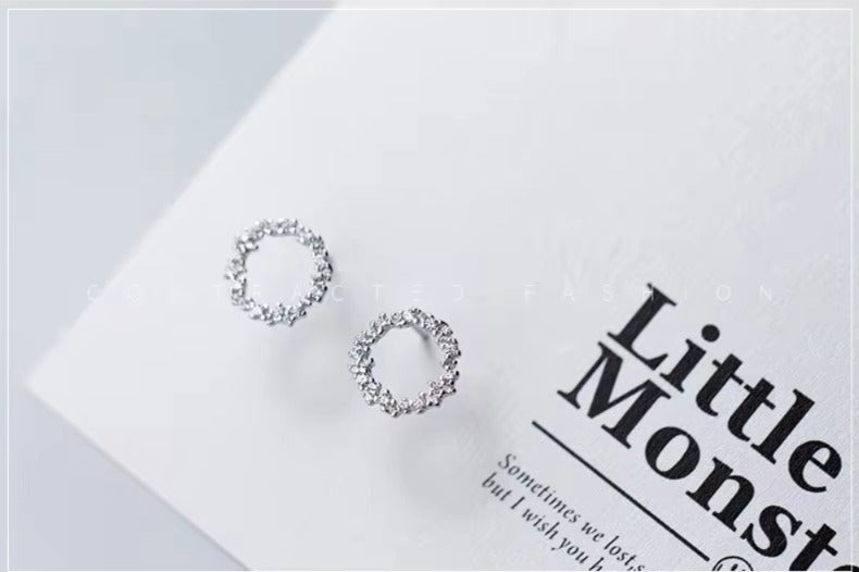 pendientes redondos geométricos de circonita brillante para mujer, joyería de Declaración