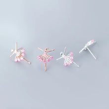 Load image into Gallery viewer, pendientes de plata de ley 925 para mujer, aretes de cristal rosa, joyería fina