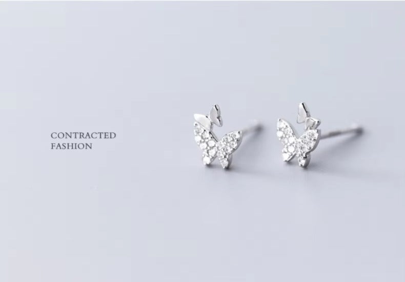 pendientes de plata esterlina 925 para mujer, joyería fina con forma de mariposa bailarina