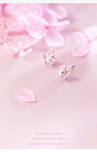 Load image into Gallery viewer, pendientes de plata de ley 925 con forma de planta, joyería de perlas hipoalergénicas