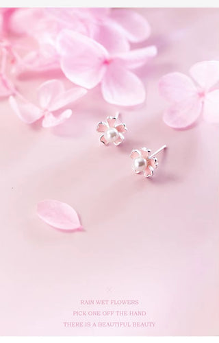 pendientes de plata de ley 925 con forma de planta, joyería de perlas hipoalergénicas