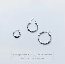 Load image into Gallery viewer, Charm Simple Real 925 Plata de Ley grandes pendientes de aro redondos para mujer