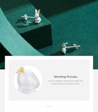 Load image into Gallery viewer, pendientes de plata de ley 925 con forma de conejo