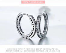 Load image into Gallery viewer, pendientes de aro de Plata de Ley 925 auténtica para mujer