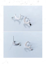 Load image into Gallery viewer, pendientes de plata de ley 925 con forma de luna para mujer