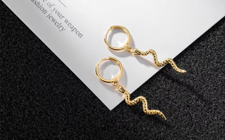 pendientes de plata de ley 925 con forma de serpiente para mujer, aretes colgantes de estilo Vintage