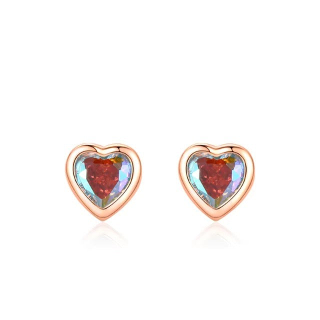 pendientes de plata de ley 925 con forma de corazones pequeños para mujeres