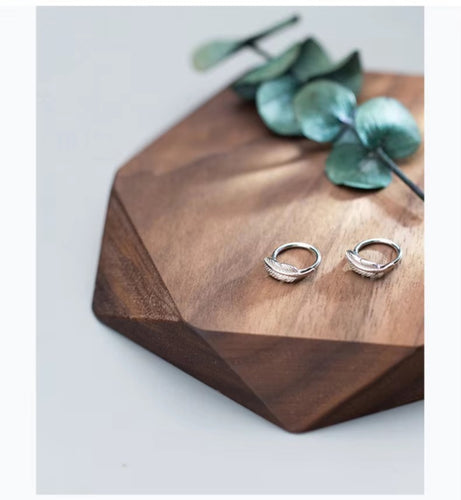 pendientes de aro minimalistas con diseño de hojas de árbol para mujer