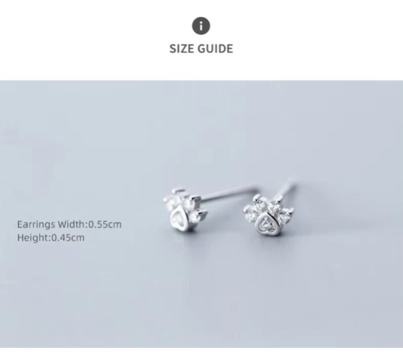 pendientes pequeños de Plata de Ley 925 con forma de pata de gato para mujer, joyería fina hipoalergénica