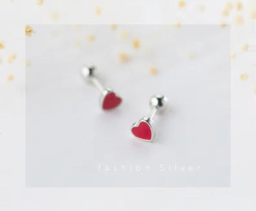 pendientes pequeños de Plata de Ley 925 con corazones románticos para mujeres