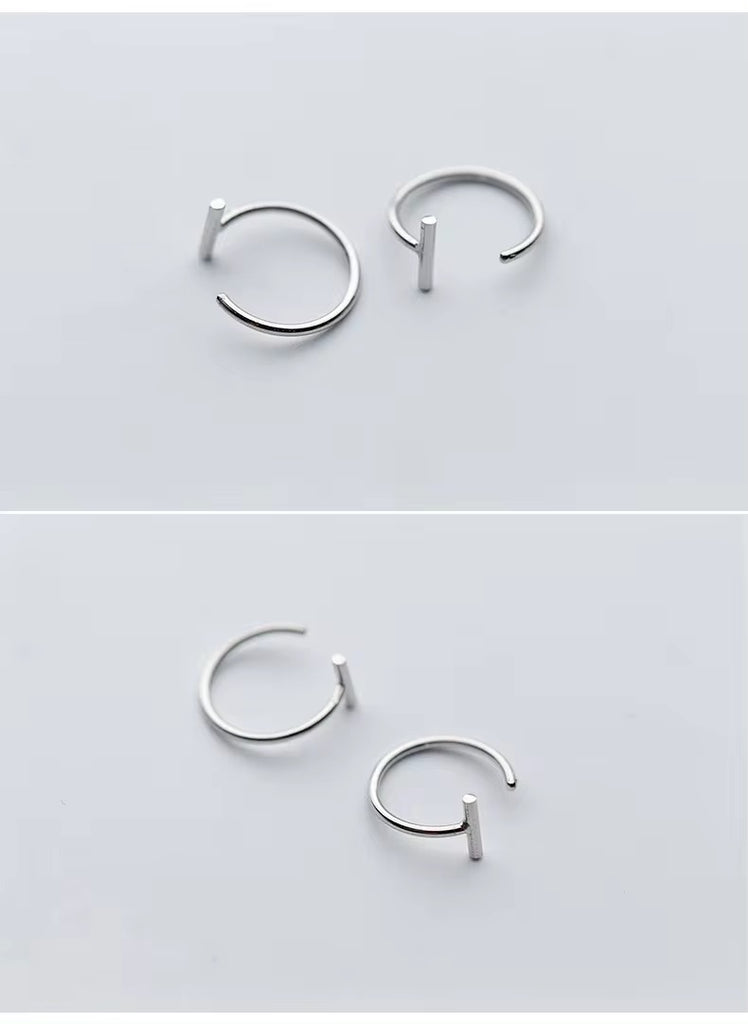 pendientes de aro de Plata de Ley 925 auténtica para mujer, aretes redondos de moda Simple