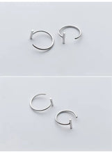Load image into Gallery viewer, pendientes de aro de Plata de Ley 925 auténtica para mujer, aretes redondos de moda Simple